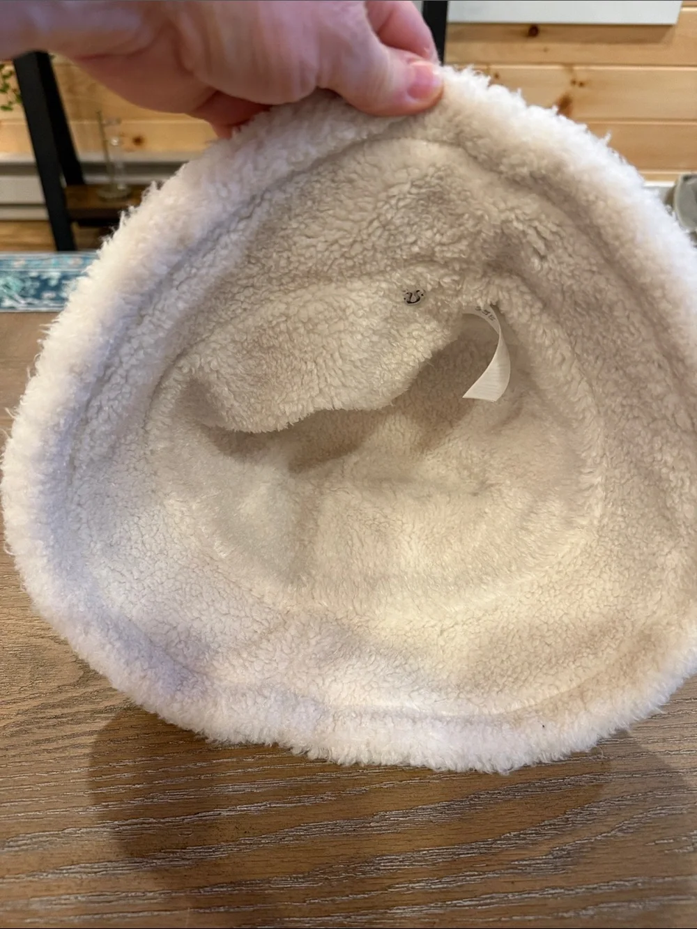 Lululemon camel color Bucket Hat with White Faux-Sherpa Trim